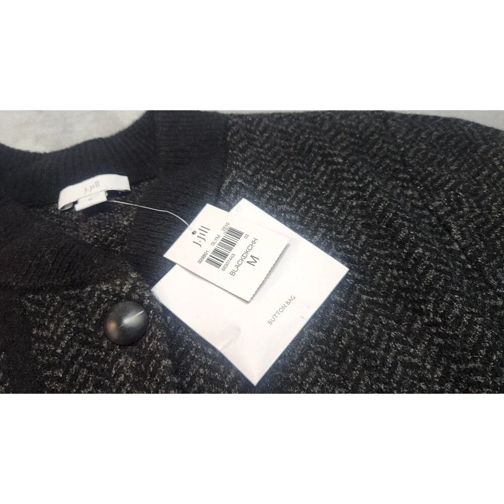 J.Jill Women's Size Medium Black Chevron Sweater Jacket NWT‎ Wool